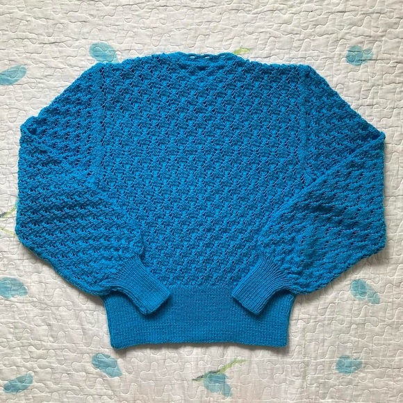 Vintage 70s Crochet Balloon Sleeve Sweater 🦋 - Picture 3 of 7